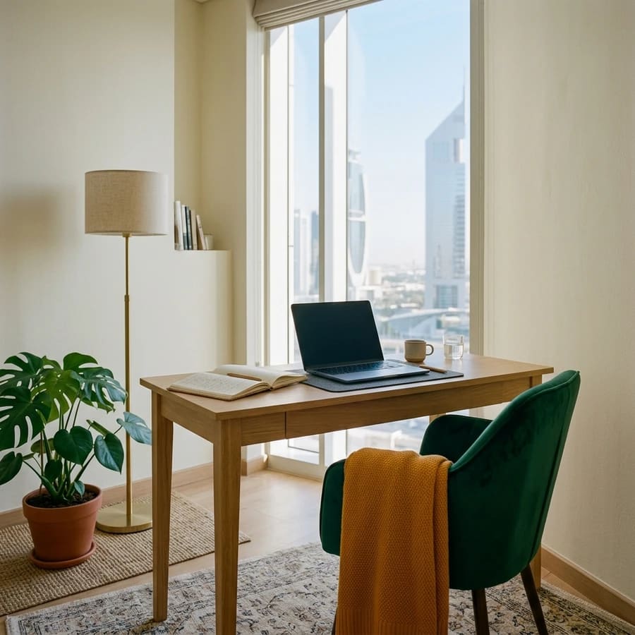 A quiet desk by the window