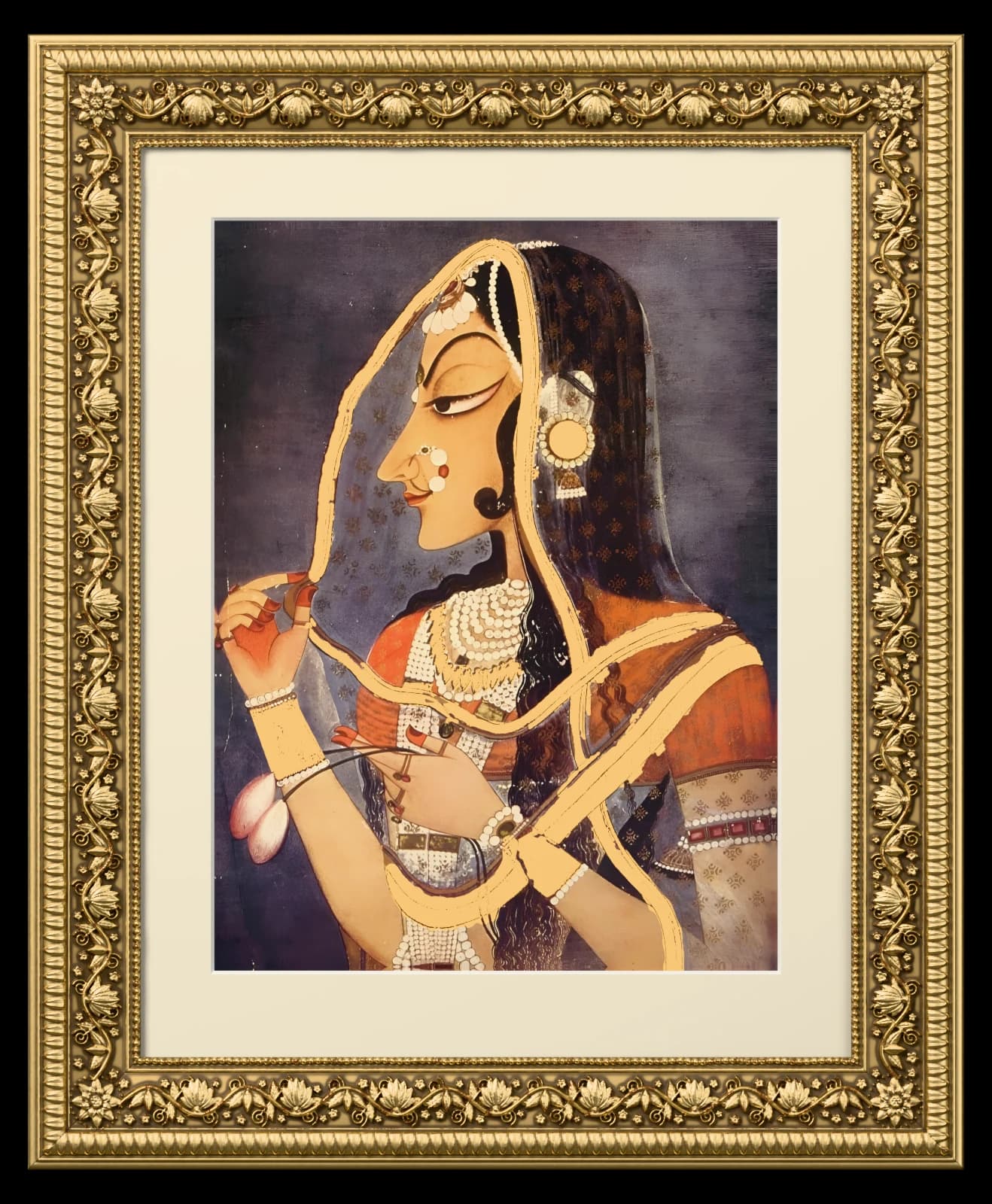 Bani Thani, the Indian Mona Lisa - Nakoda AI Art Gallery, cut out on the Nakoda AI Art Gallery world colour