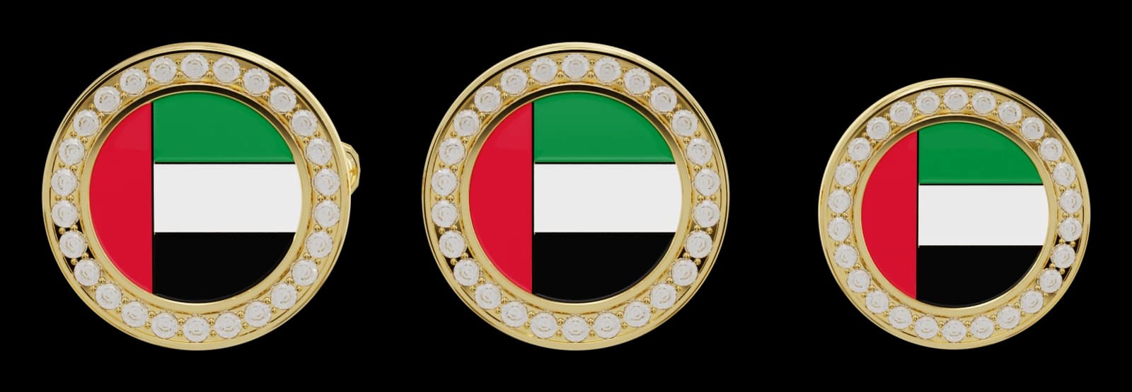 UAE Flag Cufflinks and Pin - Nakoda Atelier, cut out on the Nakoda AI Art Gallery world colour